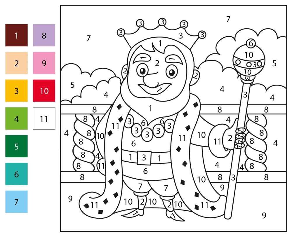 King Color By Number Coloring Page Md Coloring Page — Free Printable — free printable coloring page